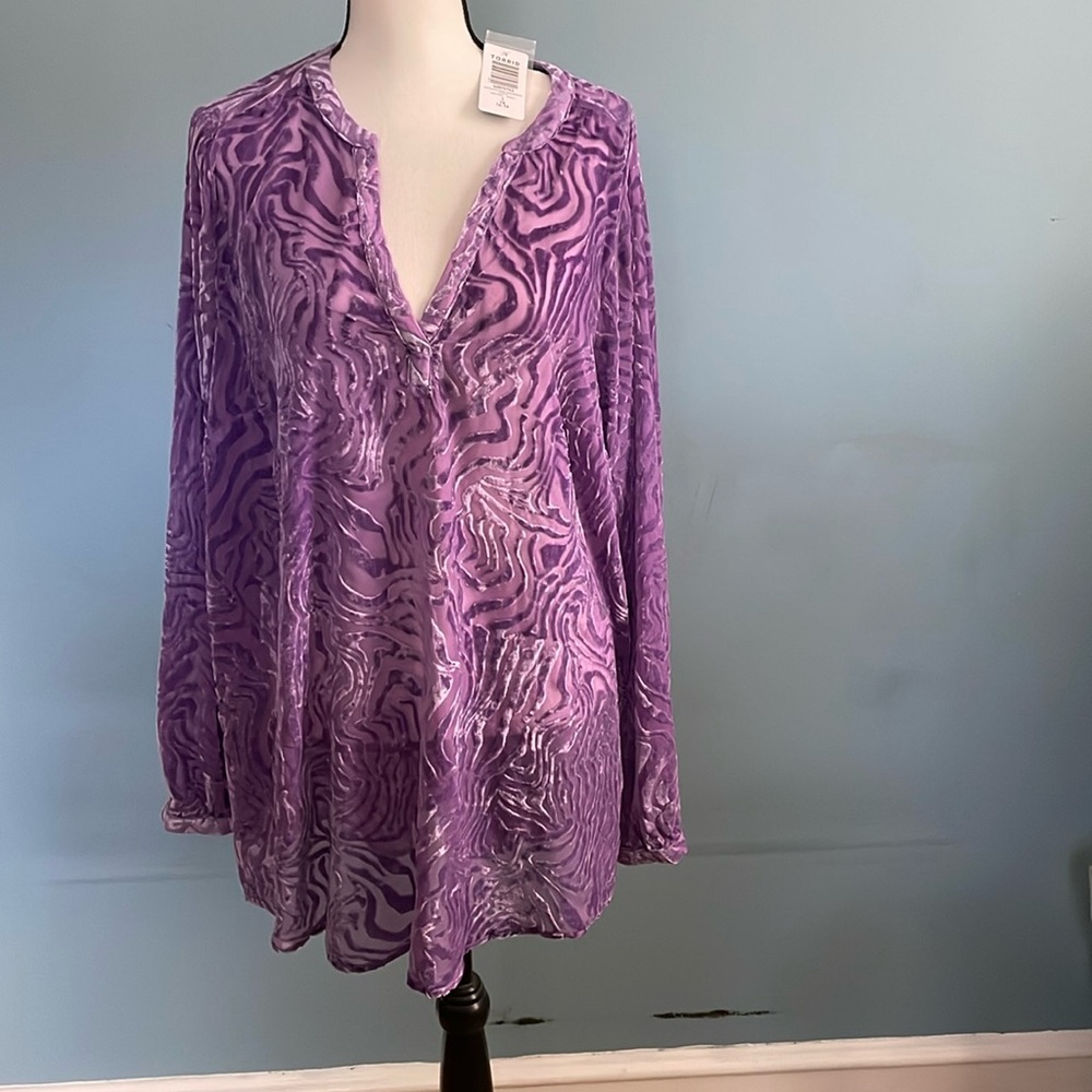 Torrid long sleeve sheer flocked top